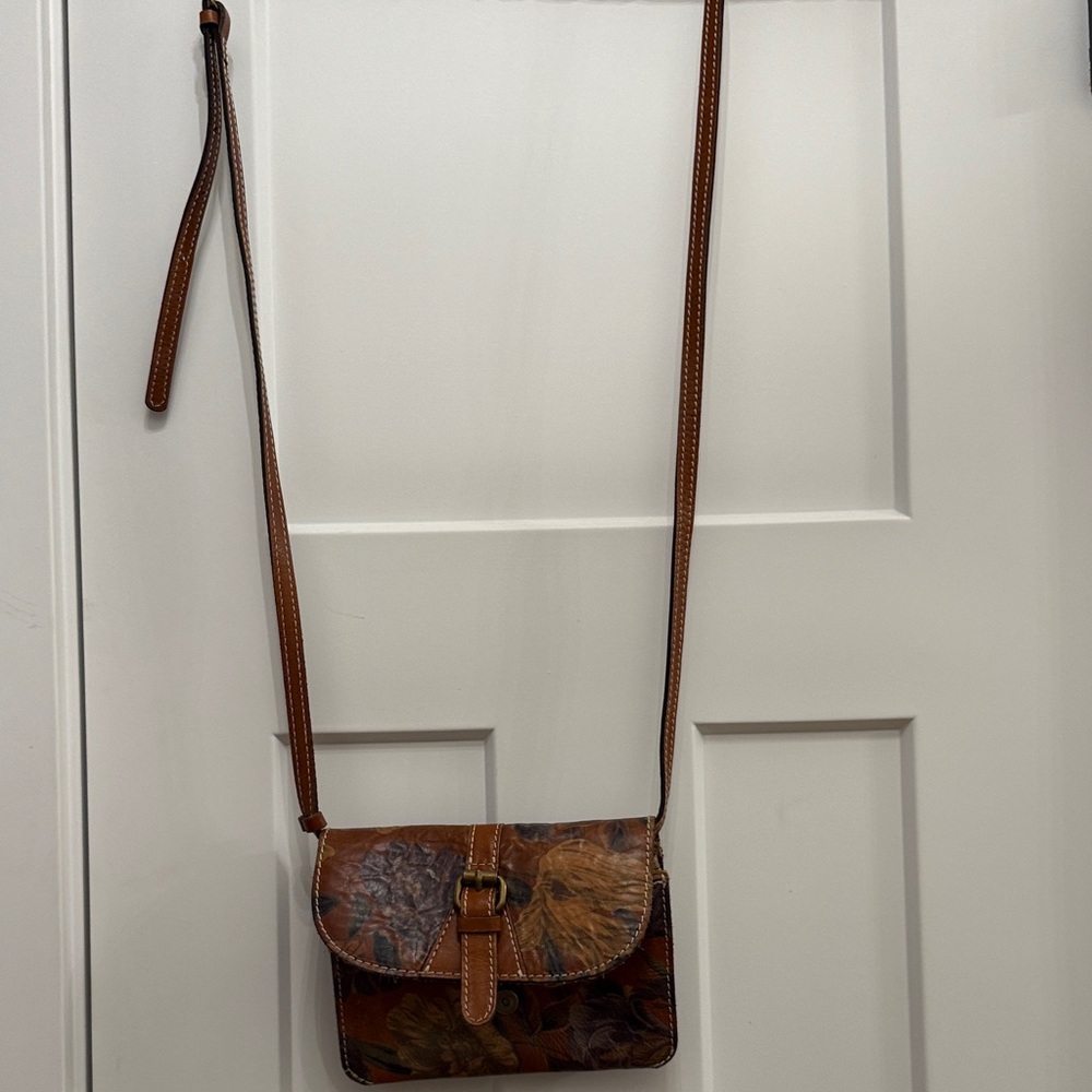Patricia Nash Brown Leather Crossbody Bag.